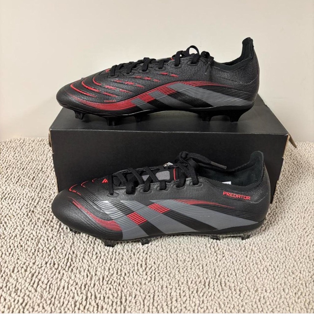 Adidas Predator Black and Red Soccer Cleats